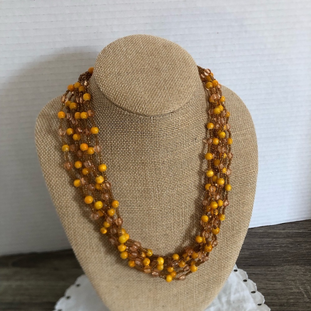 Vtg Multi Strand Beaded Necklace